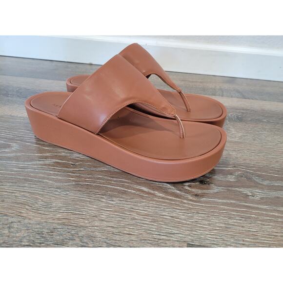 Aerosoles Brown Women's Sandals size‎ 12 Tan Wedge Flip Flops #7 - Picture 1 of 5